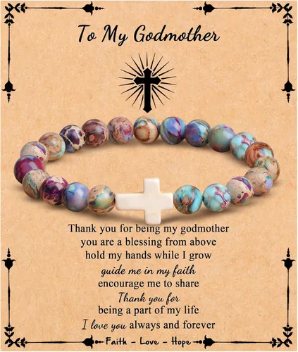 Miniatura 15 de JoycuFF Regalos Cristianos, Pulseras de Cruz para Mujeres, Joyería Cristiana Católica Religiosa de Fe de Pascua, Pulseras de Piedra Natural