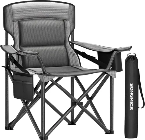 Miniatura 8 de SONGMICS UGCB08BK - Paquete de 2 sillas plegables de campamento, capacidad de 330 libras, con soporte para tazas, estructura resistente, para Negro