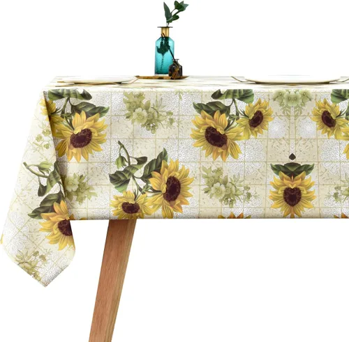 Miniatura 11 de Mantel de tela de vinilo resistente al agua, de plástico, lavable a prueba de derrames, mantel de Peva para primavera, campamento, picnic, cuadrado