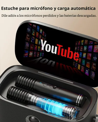 Miniatura 7 de Ikarao Máquina de karaoke portátil para adultos, pantalla y pantalla de letras integradas, 2 micrófonos inalámbricos de carga automática, aplicación