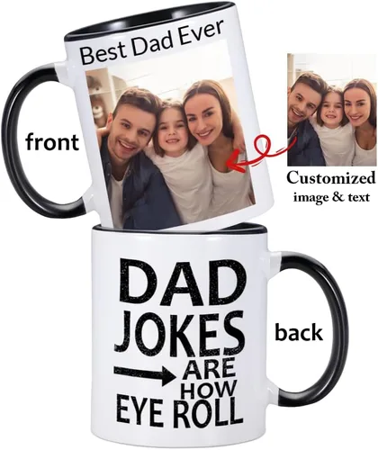 Miniatura 2 de Taza de café personalizada con imagen, texto y nombre, tazas personalizadas por ambos lados de 11 onzas, taza de café personalizada regalos