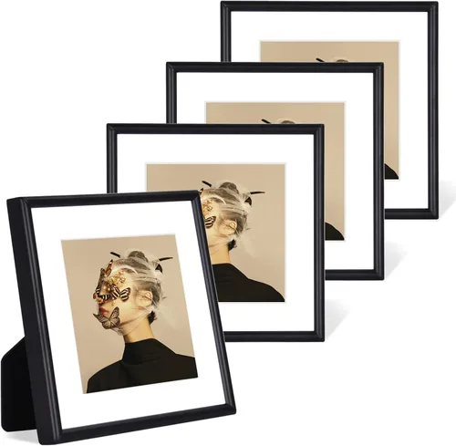 Miniatura 27 de 9x12 Picture Frame Set of 4, Matted Black Simple Modern Brushed Thin Aluminum Metal Photo Frame Fits 6x8 with Mat or 9 x 12 without Mat Vertical and