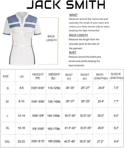 Miniatura 7 de JACK SMITH Polo de golf para mujer que absorbe la humedad UPF 50+ camisas de manga corta