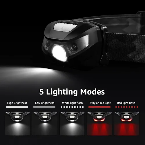 Miniatura 2 de Linterna de cabeza LED Lepro recargable, paquete de 3 - Linterna de cabeza superbrillante con 5 modos para equipo esencial de camping y senderismo