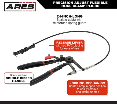 Miniatura 2 de ARES 78005 - Alicates de abrazadera de manguera de ajuste de precisión - Cable resistente de 24 pulgadas - Abrazaderas de manguera de 0.709 in-2.126