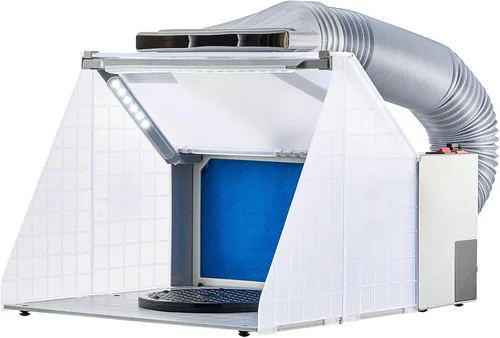 VEVOR Cabina de aerosol para aerógrafo, kit portátil de cabina de aerosol de pintura con luces LED, ventilador de escape y manguera de extensión de