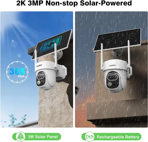 Miniatura 5 de Cámaras de seguridad inalámbricas para exteriores, sistema de cámara de seguridad de doble lente alimentado por energía solar, kit de cámara