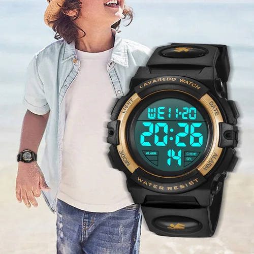 Miniatura 5 de Reloj analógico para niños, reloj para niños de 6 a 15 años, reloj digital para deportes al aire libre, multifuncional con cronógrafo LED 50 M