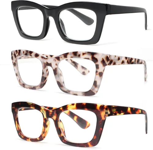 Miniatura 16 de REAVEE Oprah Style - Lentes de lectura para mujer, bloqueo de luz azul, elegantes y de gran tamaño, bisagra de resorte Negro