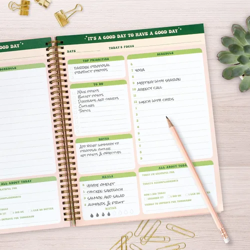 Miniatura 5 de Agenda Linda de Lista de Tareas, Cuaderno Sin Fechas, A4 de Tapa Dura en Espiral Retro, Cuaderno Estético Diario para Estudiantes, Niñas y Rosa Retro