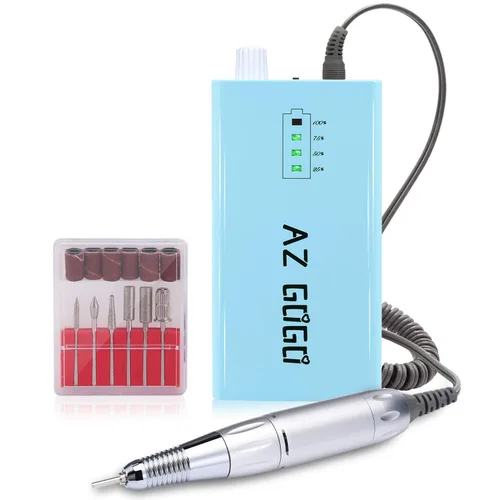 AZ GOGO - Taladro de uñas portátil de 30000 RPM, taladro eléctrico profesional recargable para uñas de gel acrílico, manicura/pedicura, pulido,