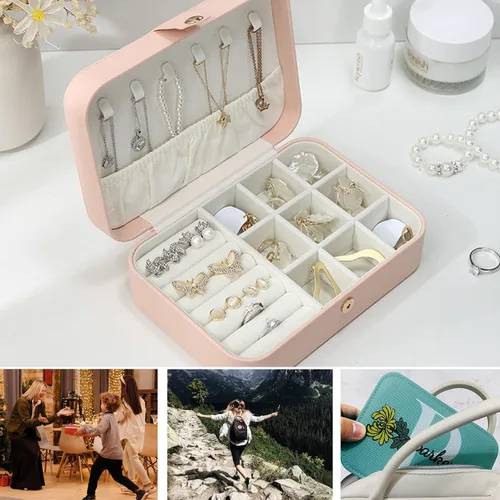 Miniatura 3 de Caja organizadora de joyas de viaje pequeña personalizada para niñas y mujeres caja de joyería portátil con nombre personalizado flor de nacimiento
