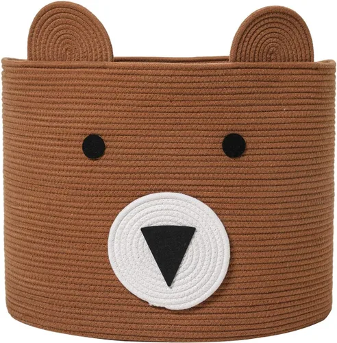 Miniatura 10 de Cesta de oso, cuerda de algodón grande, gran almacenamiento, cesta de lavandería tejida, papelera de almacenamiento de tela, para ropa en el Blanco