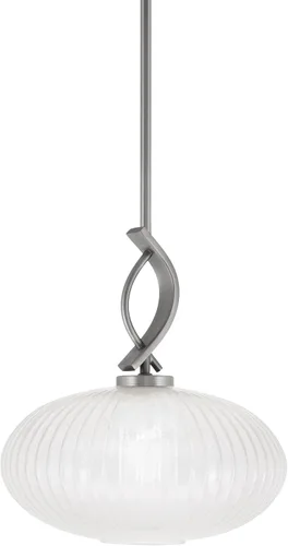 Miniatura 17 de Toltec Lighting Cavella Stem Colgado Mini colgante, acabado grafito, vidrio de muselina blanca de 4 pulgadas