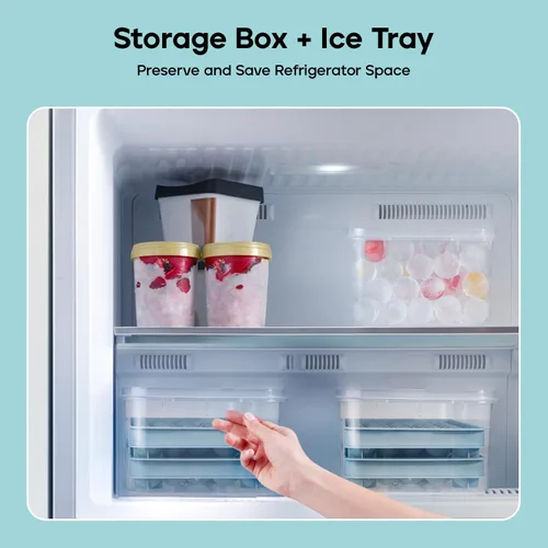 Miniatura 4 de Bandejas para cubitos de hielo con tapa y contenedor, molde redondo pequeño de 0.8 pulgadas para cubitos de hielo – Máquina de bolas de hielo