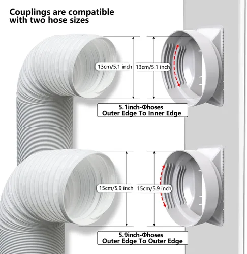 Miniatura 3 de Kit de ventilación portátil para ventana de CA con acoplador universal de 5.1/5.9 pulgadas, 26-63 pulgadas, ajustable con bloqueo de seguridad