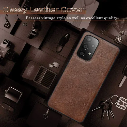 Miniatura 6 de X-level Funda para Samsung Galaxy A53 5G - Funda delgada de piel sintética de alta calidad para teléfono A53 5G, suave, a prueba de golpes, Marrón