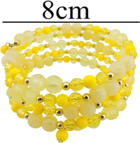 Miniatura 4 de Coiris Pulsera de cuentas amarillas de múltiples capas, pulsera ajustable para mujer