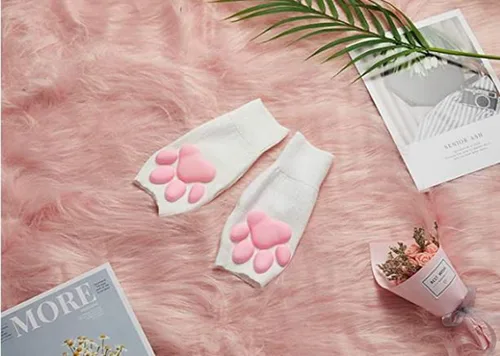 Miniatura 3 de Lindos guantes de pata de gato, Kawaii Cat Cosplay Kawaii Soft 3D Toes Frijoles sin dedos de gato garra pata pata Pad Sleeve