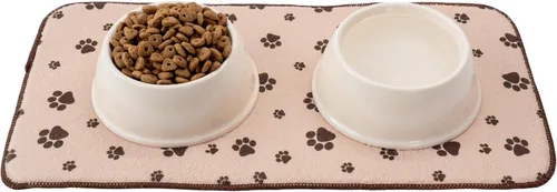 Miniatura 4 de Kitchen Basics microfibra Pet Bowl anti-deslizamiento Mat – Beige – 10" x 20", Marrón topo