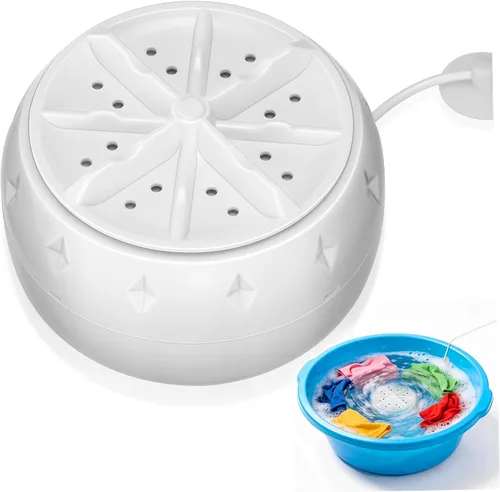 SEWACC Lavadora de mini turbina USB alimentada por USB, lavadora ultrasónica portátil para casa rodante, viajes, universidad, apartamento, lavado de