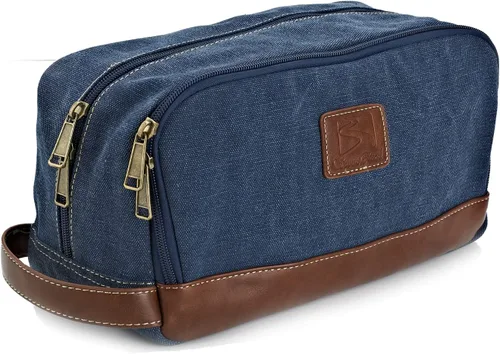 Miniatura 13 de Neceser de viaje para hombres y mujeres, organizador de artículos de tocador de lona resistente al agua, de cuero vegano, kit de Dopp colgante