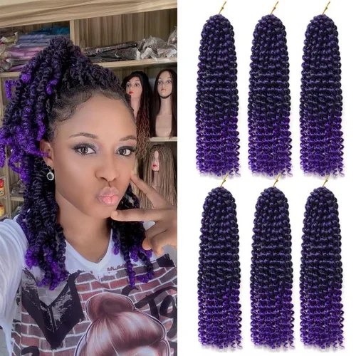 Miniatura 18 de Cabello de estilo Passion Twists de 14 pulgadas, cabello ondulado de ganchillo para mujeres negras, cabello rizado bohemio para trenzas de mariposa