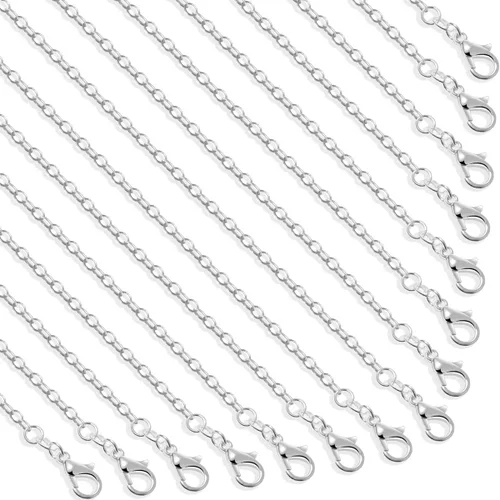 selizo Paquete de 30 cadenas para hacer joyas, cadenas de collar chapadas en plata a granel para hacer collares, joyas, 0.047 in (24 pulgadas)