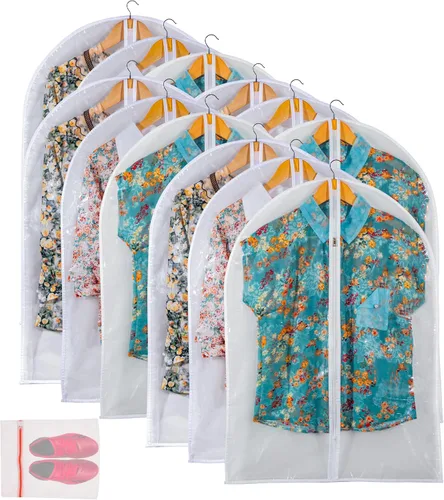 Miniatura 19 de Bolsa de ropa transparente para almacenamiento en el armario, bolsas de vinilo para colgar ropa, bolsas cortas para colgar ropa, fundas de abrigo