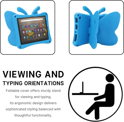 Miniatura 61 de FW Fire 7 - Funda para tablet para niños, Amazon Fire 7 2022, funda de mariposa con luz de atril, EVA, protección contra caídas, resistente, a