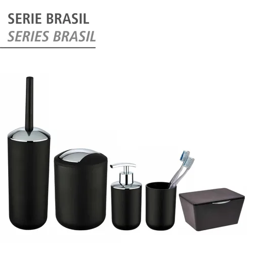 Miniatura 4 de WENKO 21211100 Cubo giratorio Brasil Black S - irrompible, capacidad 2 L, elastómero termoplástico (TPE), 5.5 x 7.5 x 5.5 in, negro