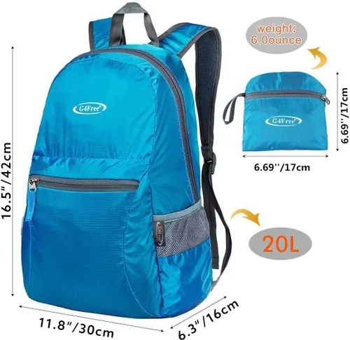Miniatura 2 de G4Free Ultra Ligero plegable Mochila Senderismo bolsa de diario, práctico plegable camping al aire libre mochila A-azul