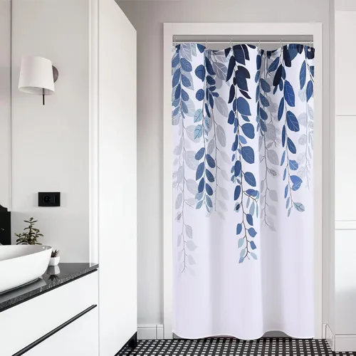 Miniatura 26 de BOODII Cortinas de ducha negras de 36 x 72 pulgadas, cortina de ducha de eucalipto de primavera para baño, cortina de baño con textura de flameado