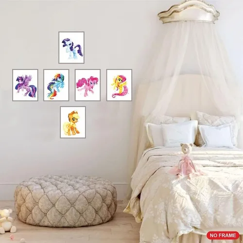Miniatura 4 de PurpleheARTs Arte de pared de My Little Pony, póster de My Little Pony, decoración de habitación de poni para niños, juego de 6, sin marco, 8 x 10