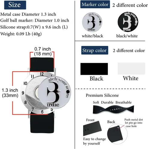 Miniatura 6 de Marcador de pelota de golf con pulsera de contador de trazos de golf, marcador de pelota Birdie, accesorios de golf para hombres y mujeres, regalos