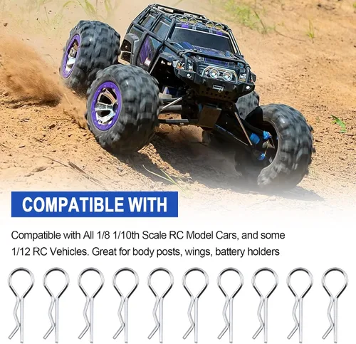 Miniatura 5 de 100 clips universales para cuerpo a control remoto para todas las piezas de repuesto de carrocería a escala 1/8 1/10 1/12 Redcat HPI Himoto HSP
