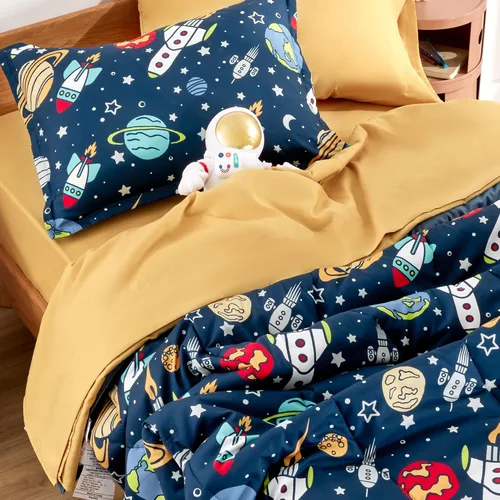 Miniatura 3 de SLEEP ZONE - Juego de edredón de 3 piezas tamaño matrimonial/Queen para niños, estampado suave, para todas las temporadas, no se decolora, lavar a