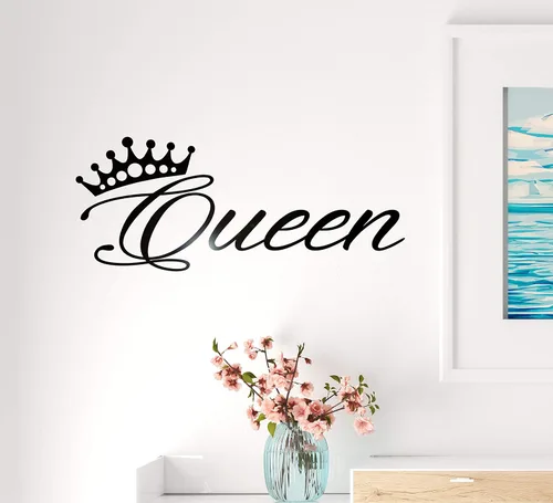 Adhesivos de vinilo para pared, decoración de dormitorio, palabras, reina, letras inspiradoras, corona, 2033ig (22.5 x 9 pulgadas)