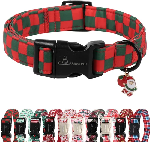 Miniatura 22 de ARING PET Collar de Navidad para perros, lindos collares de mascotas a cuadros rojos y negros con hebilla de liberación rápida para cachorros