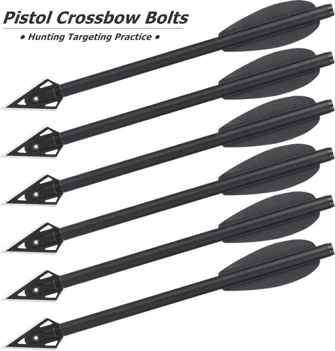 Miniatura 5 de Mini pernos de ballesta de aluminio, flechas de ballesta de 6.3 pulgadas, puntas afiladas de cabeza ancha, flechas de caza para 50-80 libras, mini