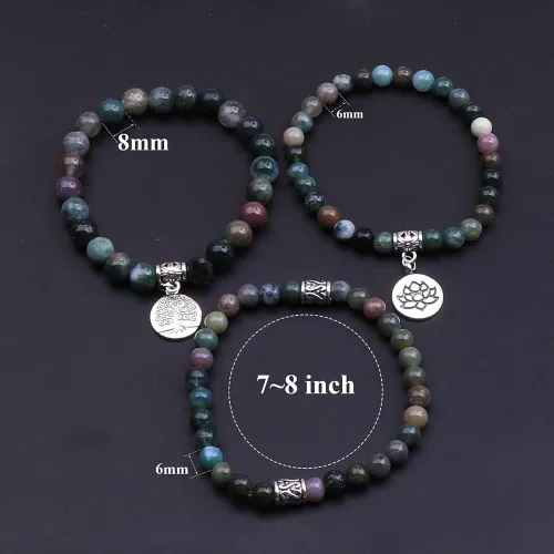 Miniatura 2 de UEUC 7 - Brazalete curativo de 7 chakras de hematita para mujer, juego de brazalete difusor con dije de flor de loto para yoga o reiki, brazalete