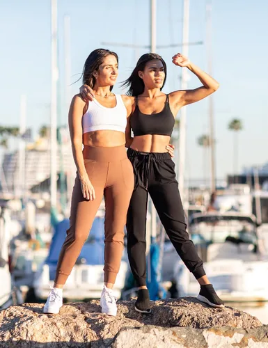 Miniatura 5 de AJISAI Pantalones deportivos para mujer, con cordón y bolsillos, para correr y descansar