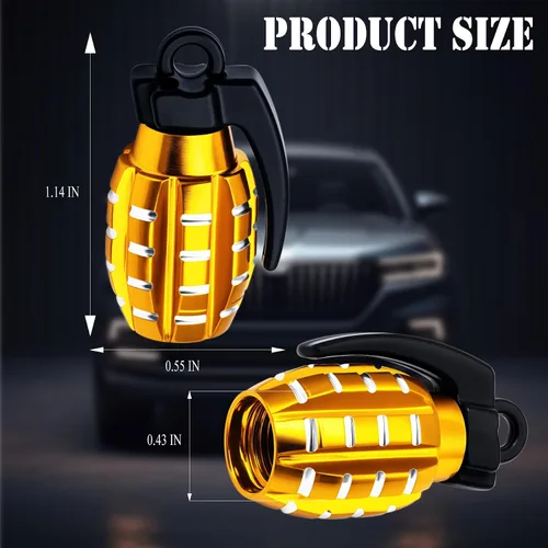 Miniatura 2 de 8 piezas tapas de válvula de neumático de aleación de aluminio, cubiertas universales de válvula de neumático para automóviles, camiones, SUV, Dorado