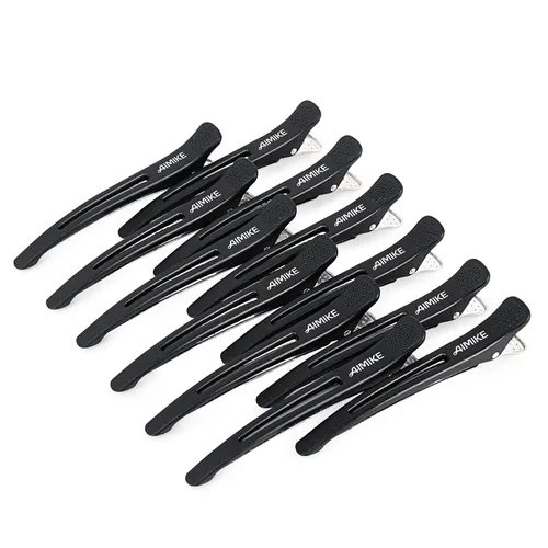 Miniatura 10 de AIMIKE 6 pinzas de pelo profesionales para corte de peinado, antideslizantes, sin rastro, pinzas de pelo con banda de silicona, pinzas de corte