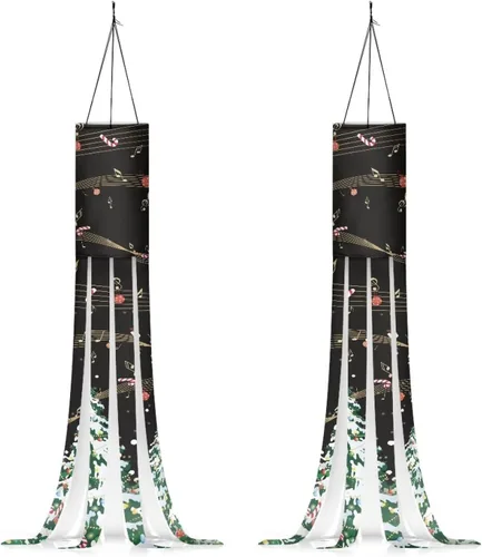 Miniatura 16 de Windsock - Calcetín de viento reutilizable suave de Navidad para colgar al aire libre para jardín, árbol, fiesta, decoración de bandera, calcetines