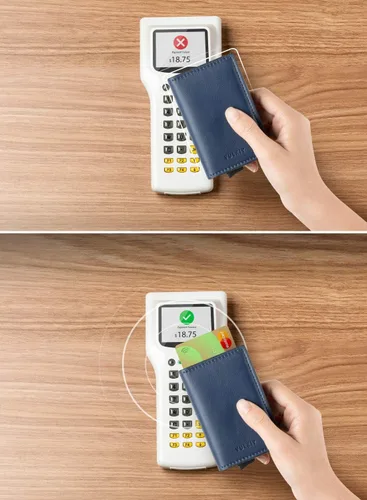Miniatura 15 de VULKIT Tarjetero RFID Bloqueo de Cuero Automático Pop Up Cartera Aluminio Slim Pocket Tarjeta de Visita