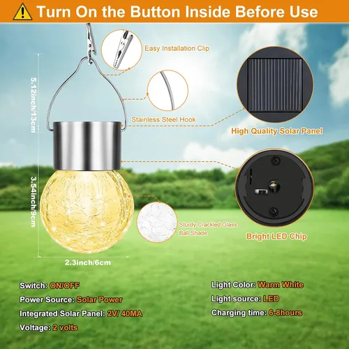 Miniatura 6 de Luces colgantes solares, con diseño de bola Blanco cálido