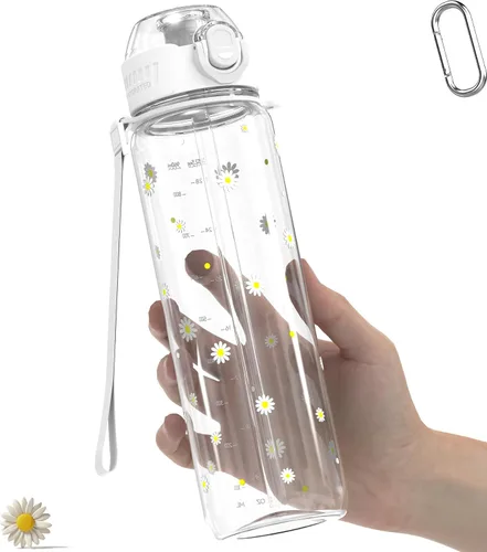 Miniatura 12 de MYFOREST Botella de agua deportiva de 32 onzas (1 litro) con tapa con pico de apertura rápida, popote 2 en 1, a prueba de fugas, apta