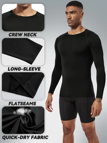 Miniatura 5 de Camisetas deportivas de manga larga para hombre (paquete de 3 o 5)