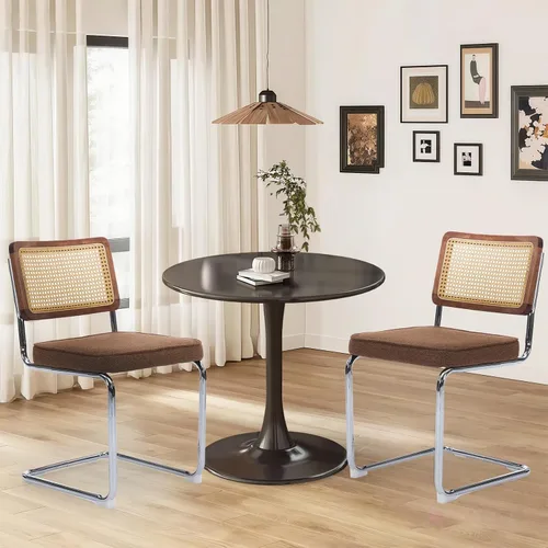 Miniatura 29 de Juego de 6 Sillas de Comedor Tapizadas de Terciopelo, Sillas Laterales de Cocina de Estilo Moderno con Ribete de Tachuelas y Patas de Madera, Anillo